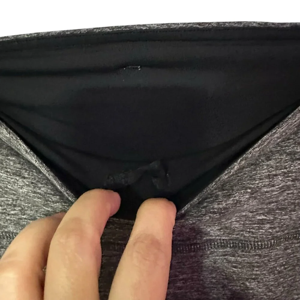 Lululemon Run Turn Around Tight Heathered Gray Black Ruched Leggings Size 12